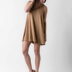 Others Follow Faux Suede Tan Dress